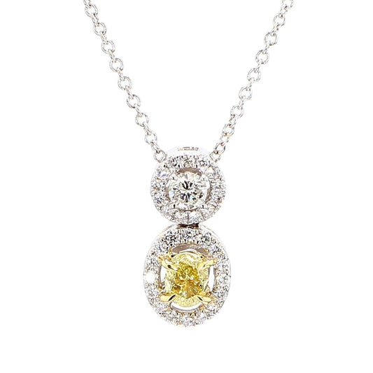 Natural Yellow Oval Diamond 0.38 Carat TW Gold Drop Pendant