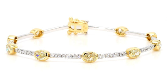 Natural Yellow Oval Diamond 3.68 Carat TW Gold Tennis Bracelet