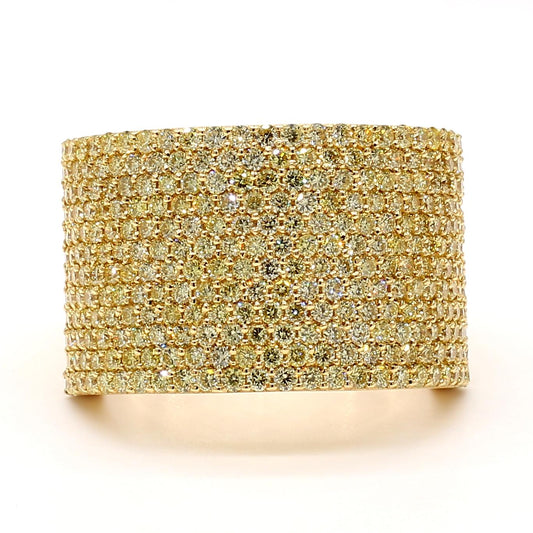 Natural Yellow Round Diamond 2.23 Carat TW Gold Cocktail Ring