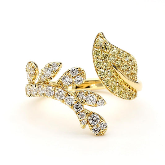 Natural Yellow Round and White Diamond .76 Carat TW Gold Cocktail Band