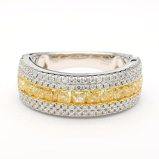 Natural Yellow Cushion Diamond 1.95 Carat TW Gold Cocktail Ring