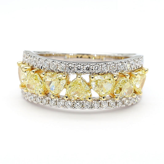 Natural Yellow Heart Diamond 2.09 Carat TW Gold Cocktail Ring