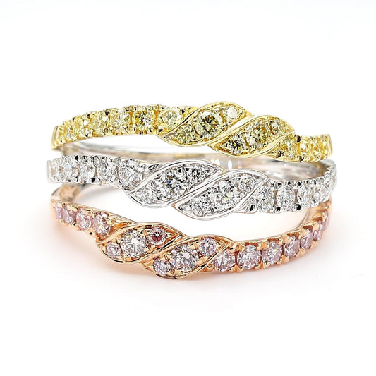 Natural Pink Round Diamond 0.95 Carat TW Gold Cocktail Ring