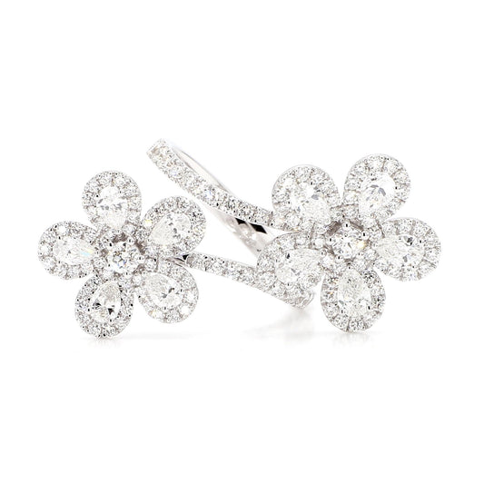 Natural White Pear Diamond 2.62 Carat TW White Gold Cocktail Ring