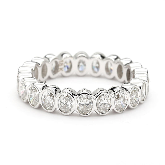 Natural White Oval Diamond 2.71 Carat TW White Gold Cocktail Band