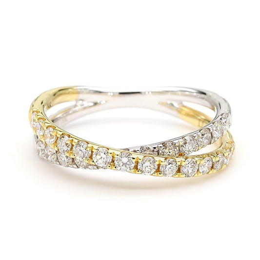 Natural White Round Diamond 0.69 Carat TW Gold Cocktail Band
