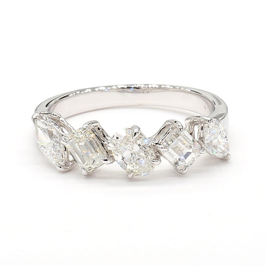 Natural White Emerald Diamond 1.38 Carat TW White Gold Cocktail Ring