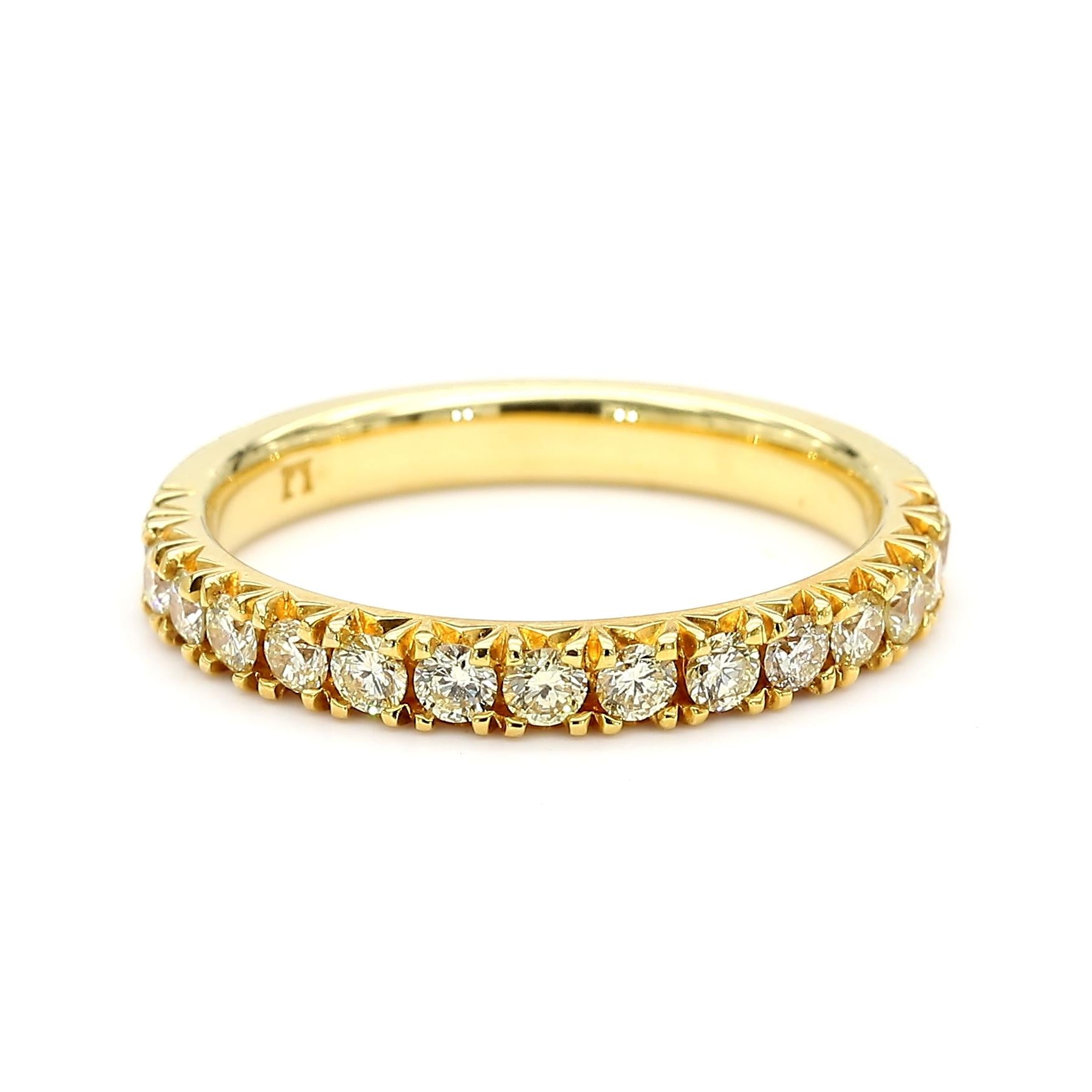 Natural Yellow Round Diamond 0.57 Carat TW Gold Cocktail Band