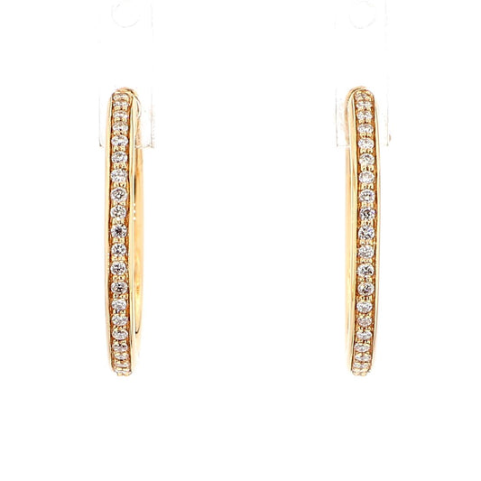 Natural White Round Diamond 0.23 Carat TW Rose Gold Hoop Earrings