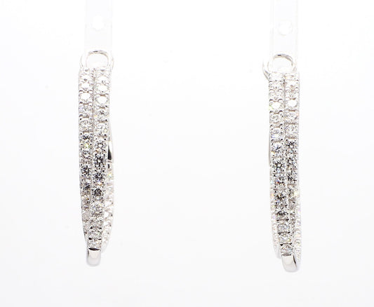 Natural White Round Diamond 2.70 Carat TW White Gold Hoop Earrings