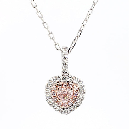 GIA Certified Natural Pink Heart Diamond 0.52 Carat TW Gold Drop Pendant