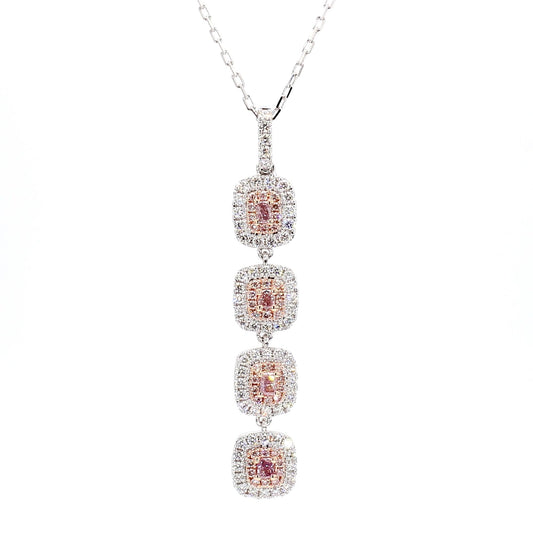 IGI Certified Fancy Pink Radiant Diamond 0.96 Carat TW Gold Drop Pendant