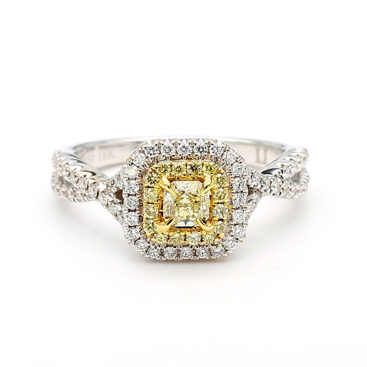 Natural Yellow Radiant Diamond 0.58 Carat TW Gold Cocktail Ring