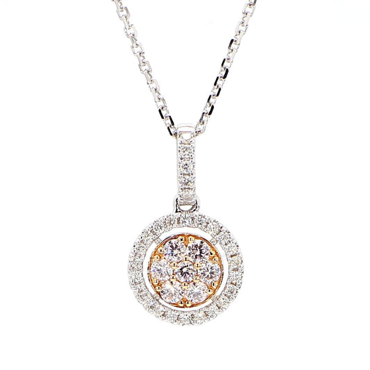 Natural Pink Round Diamond 0.47 Carat TW Rose Gold Drop Pendant