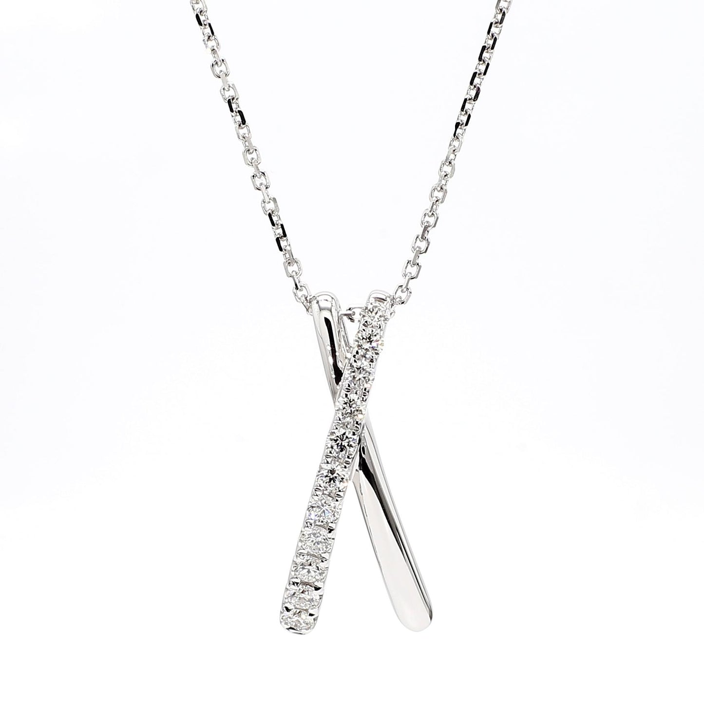 Natural White Round Diamond .33 Carat TW White Gold Drop Pendant