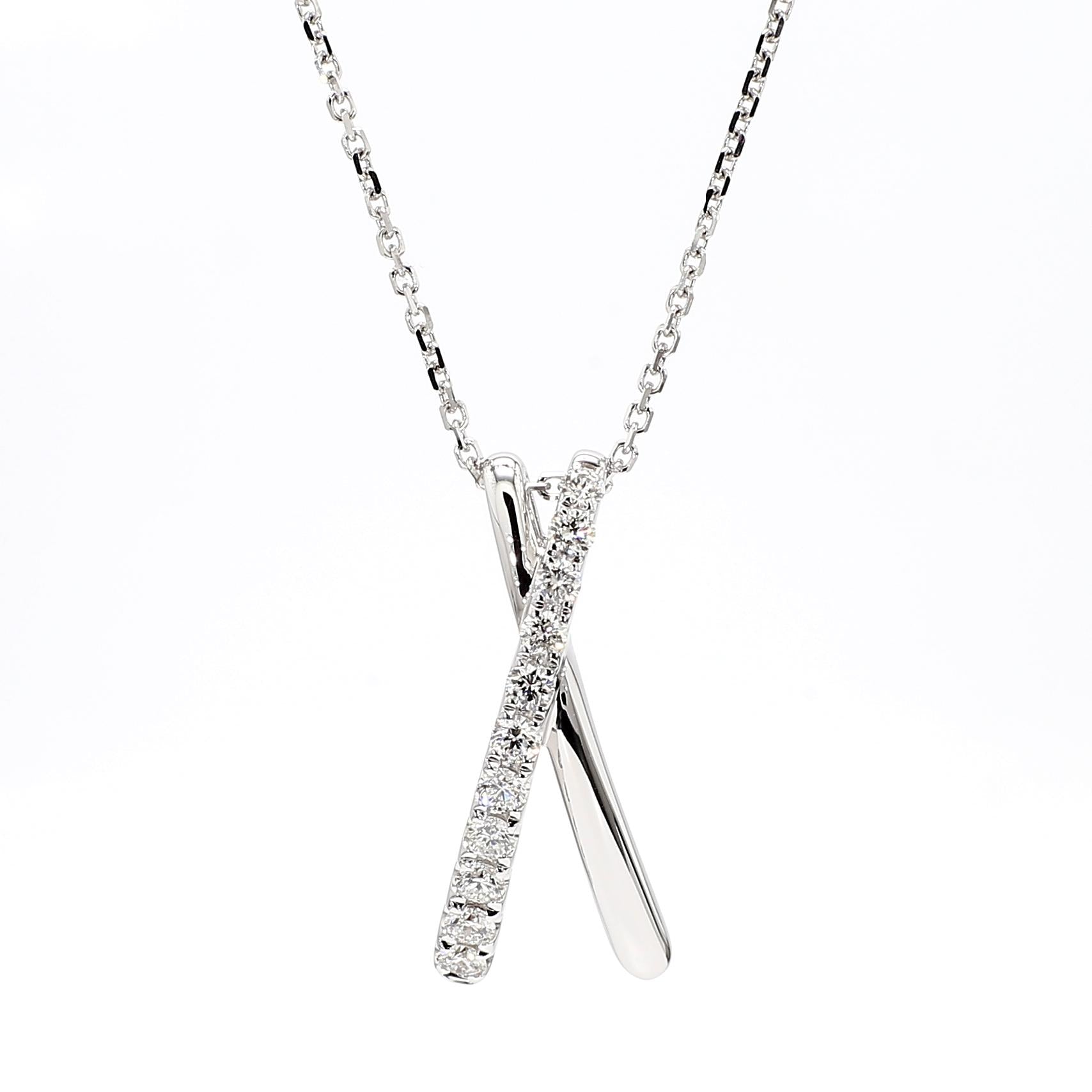 Natural White Round Diamond .33 Carat TW White Gold Drop Pendant
