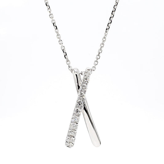 Natural White Round Diamond .33 Carat TW White Gold Drop Pendant