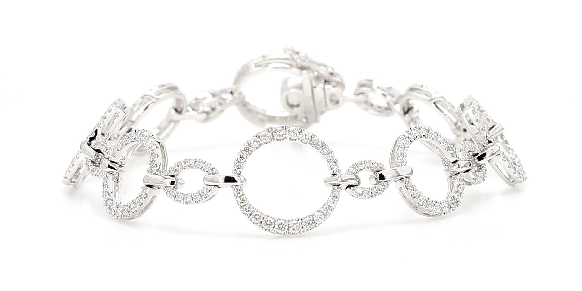 Natural White Round Diamond 1.71 Carat TW White Gold Tennis Bracelet