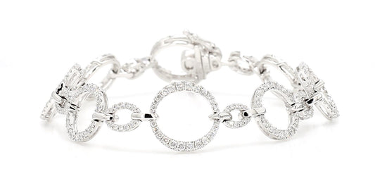 Natural White Round Diamond 1.71 Carat TW White Gold Tennis Bracelet