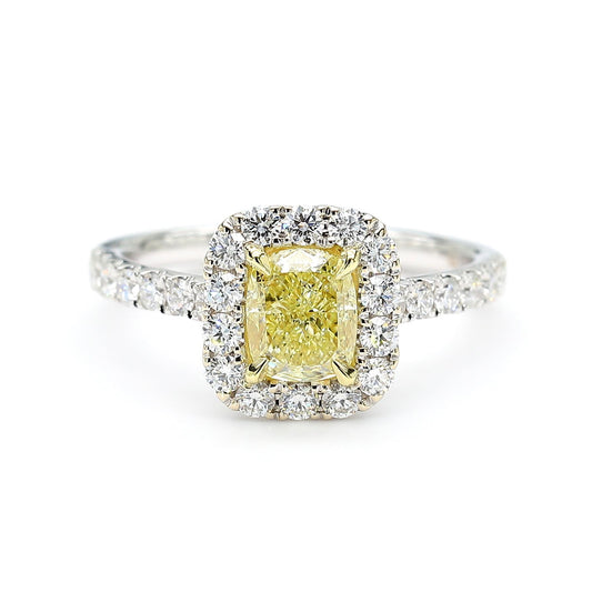 GIA Certified Natural Yellow Cushion Diamond 1.67 Carat TW Gold Cocktail Ring