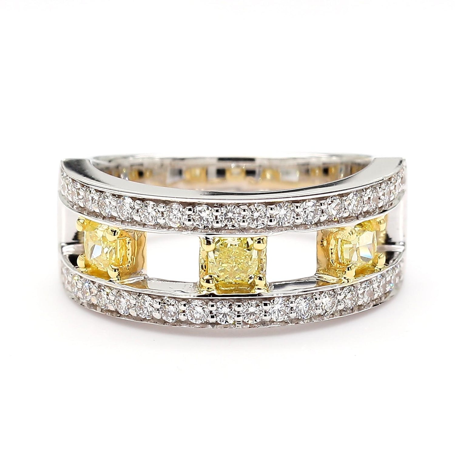 Natural Yellow Radiant Diamond 1.01 Carat TW Gold Cocktail Ring