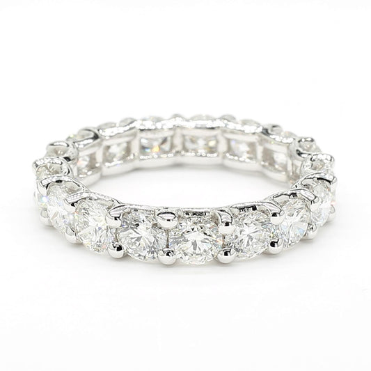 Natural White Round Diamond 3.60 Carat TW White Gold Eternity Band