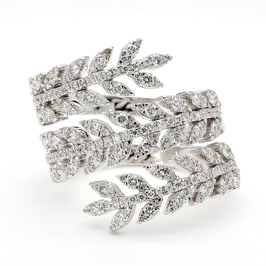 Natural White Round Diamond 1.05 Carat TW White Gold Cocktail Ring