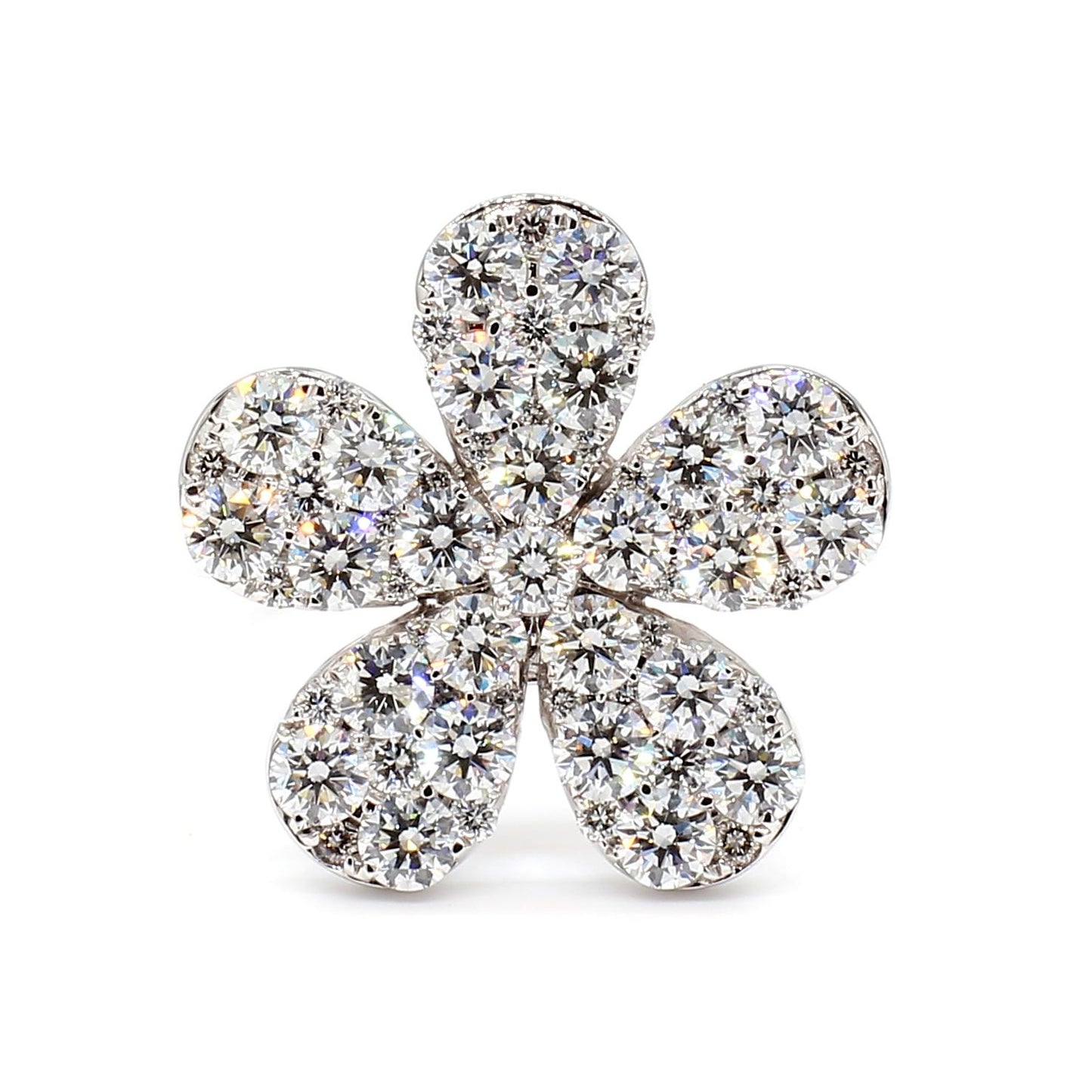 Natural White Round Diamond 2.35 Carat TW White Gold Cocktail Ring
