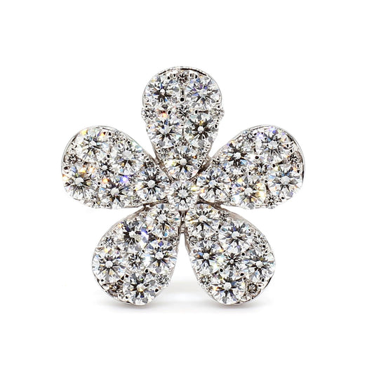 Natural White Round Diamond 2.35 Carat TW White Gold Cocktail Ring