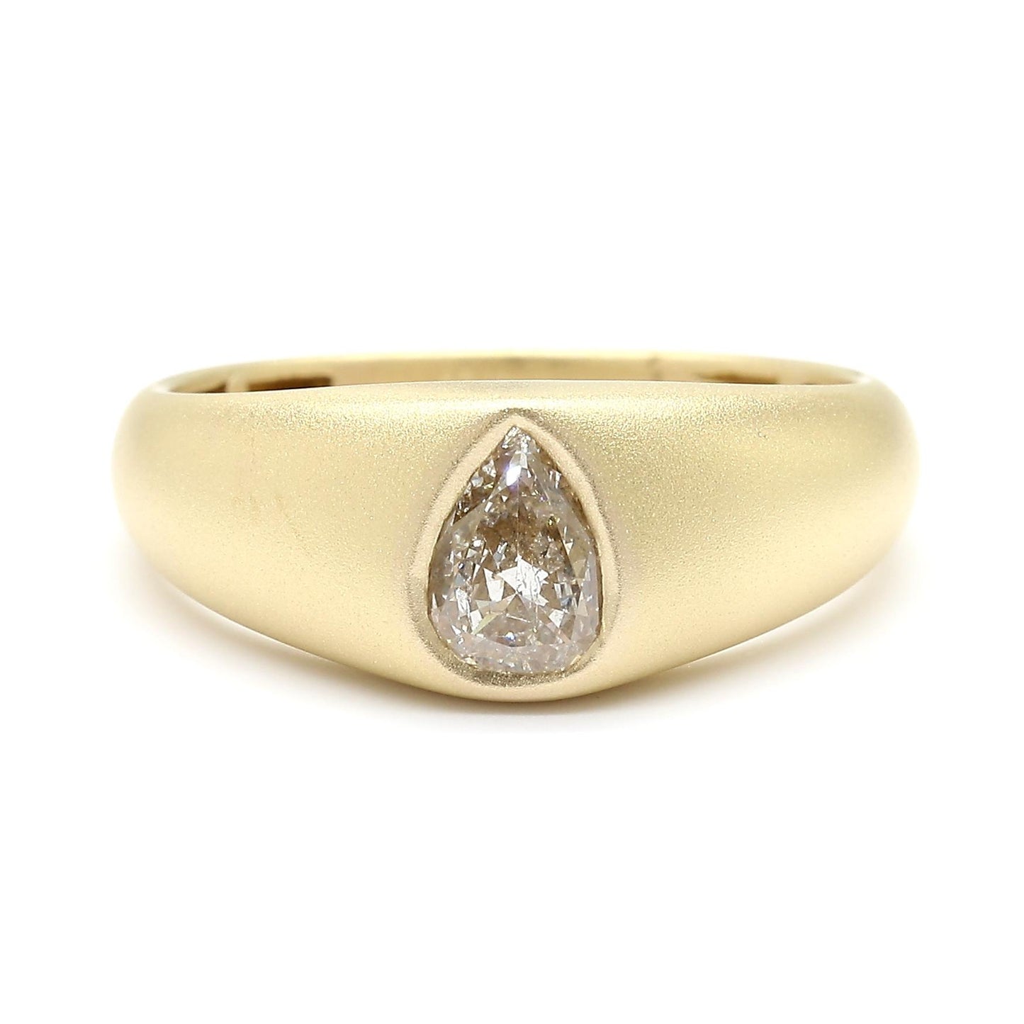 Natural White Pear Diamond 0.51 Carat TW Yellow Gold Cocktail Band
