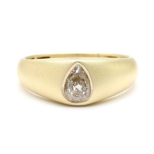 Natural White Pear Diamond 0.51 Carat TW Yellow Gold Cocktail Band