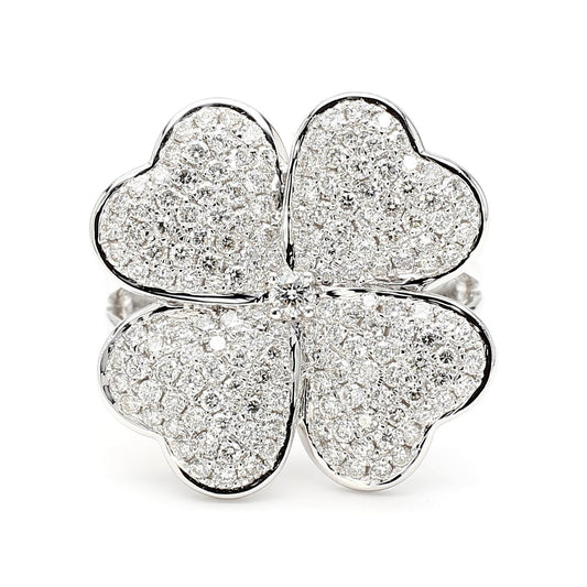 Natural White Round Diamond 1.16 Carat TW White Gold Cocktail Ring