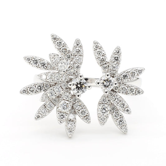 Natural White Round Diamond 0.82 Carat TW White Gold Cocktail Ring