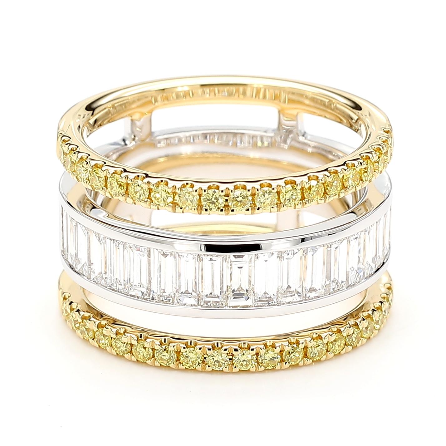 Natural White Baguette Diamond 1.71 Carat TW White Gold Cocktail Ring