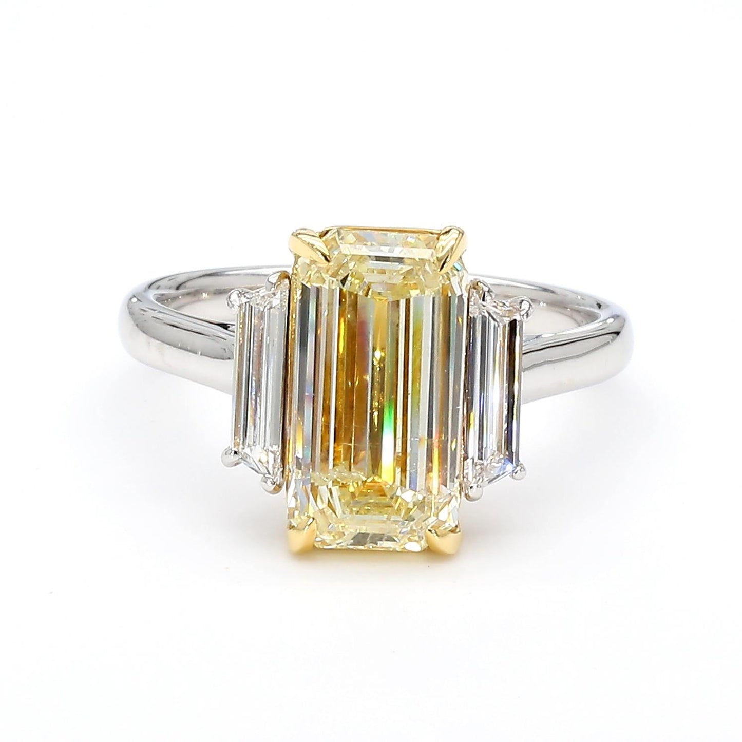GIA Certified Natural Yellow Emerald Diamond 3.32 Carat TW Plat Cocktail Ring