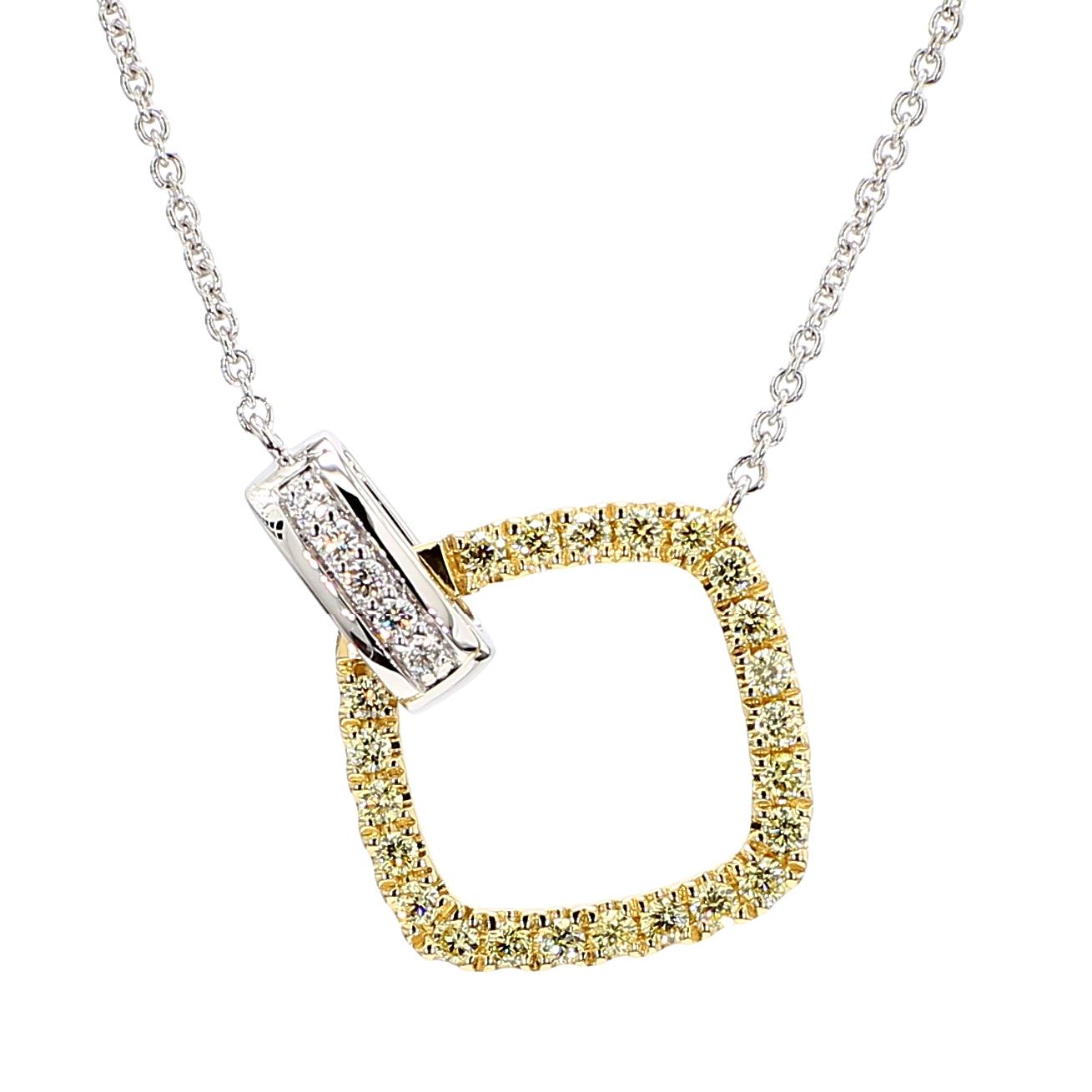 Natural Yellow Round Diamond 0.29 Carat TW Gold Drop Necklace