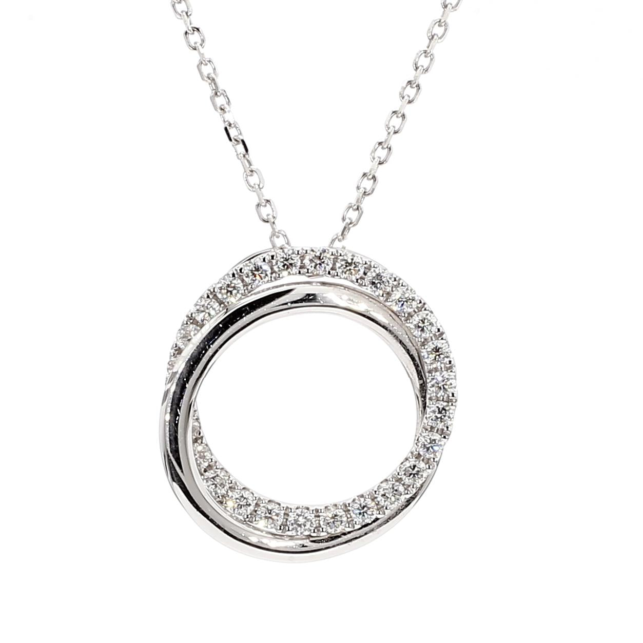 Natural White Round Diamond 0.65 Carat TW White Gold Drop Pendant