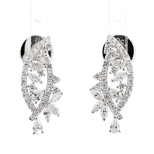 Natural White Marquise Diamond 0.99 Carat TW White Gold Marquise Earrings