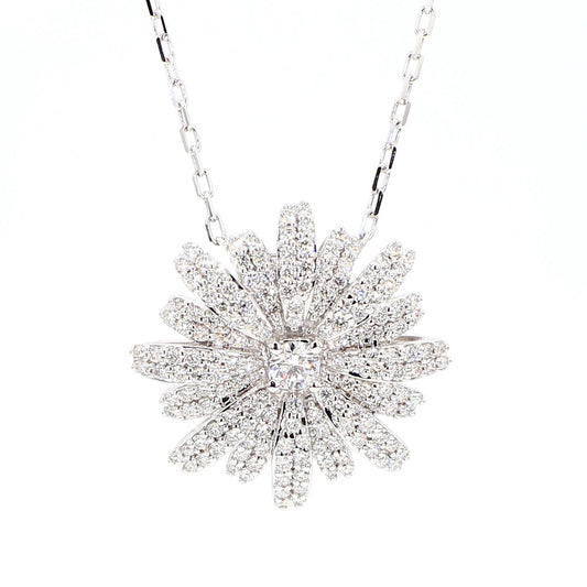 Natural White Round Diamond 0.78 Carat TW White Gold Drop Pendant