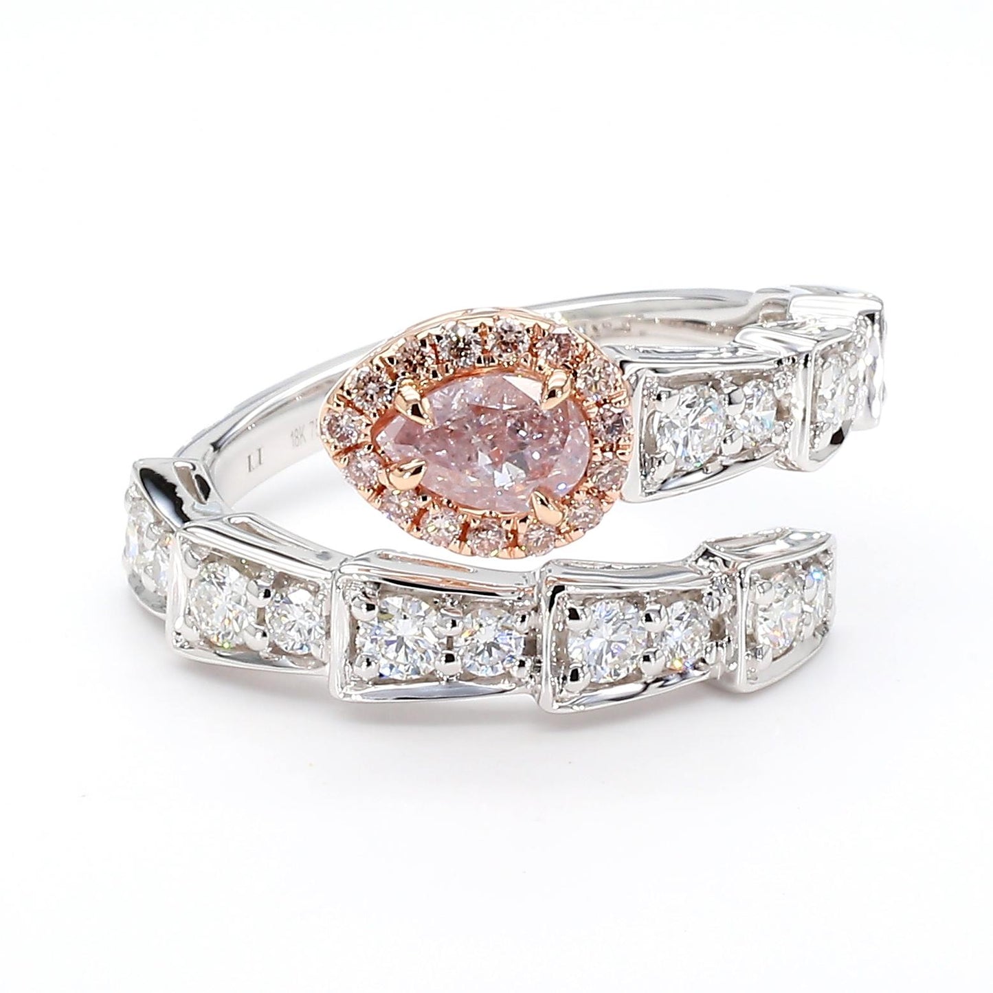 GIA Certified Fancy Light Purplish Pink Pear Diamond 1.41 Carat TW Gold Ring