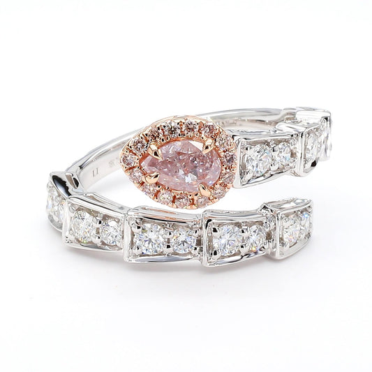 GIA Certified Fancy Light Purplish Pink Pear Diamond 1.41 Carat TW Gold Ring
