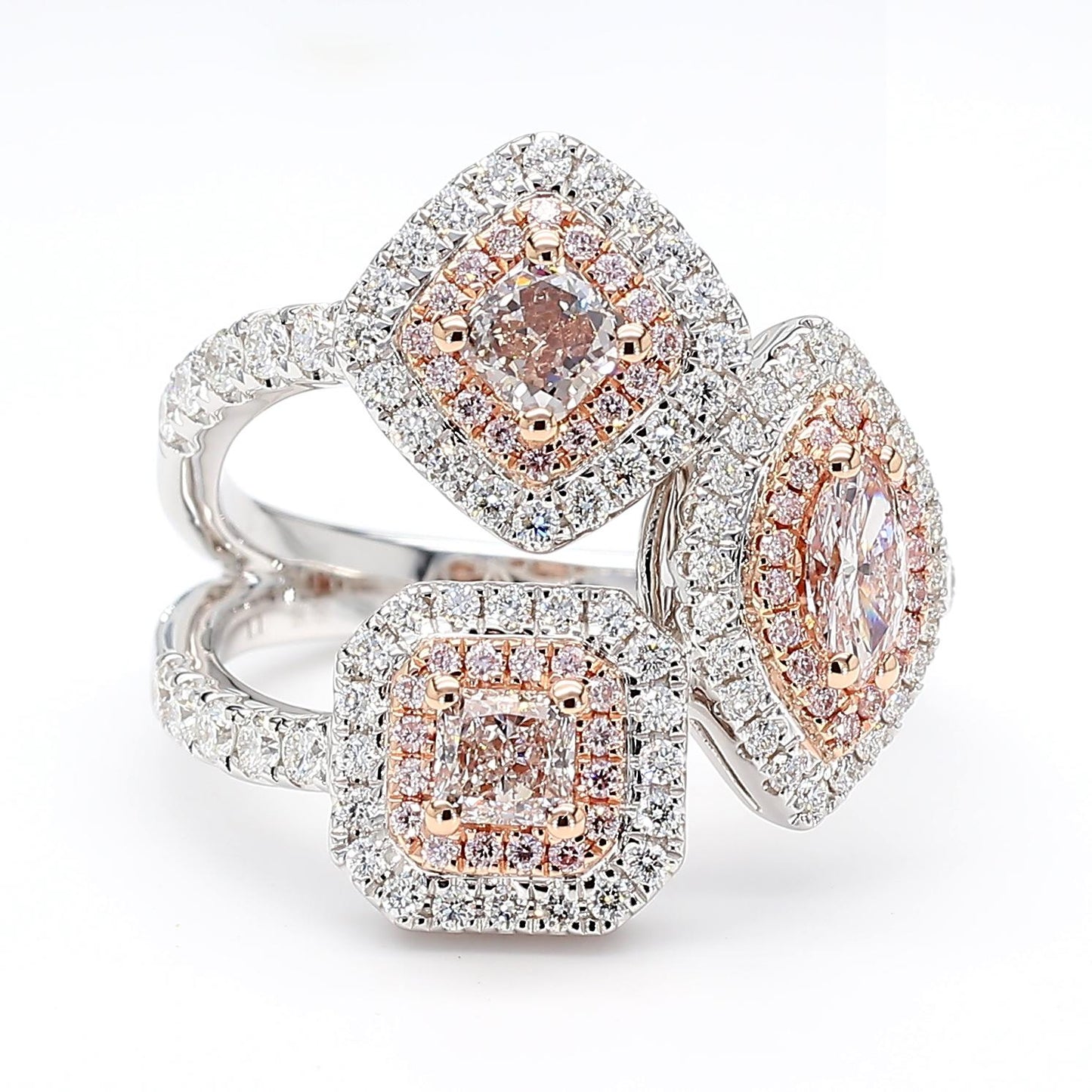 GIA Certified Fancy Pinkish Brown Diamond 1.66 Carat TW Gold Cocktail Ring