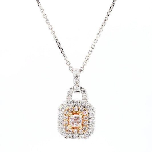 Certified Fancy Light Pinkish Brown Cushion Diamond 0.50 Carat TW Gold Pendant
