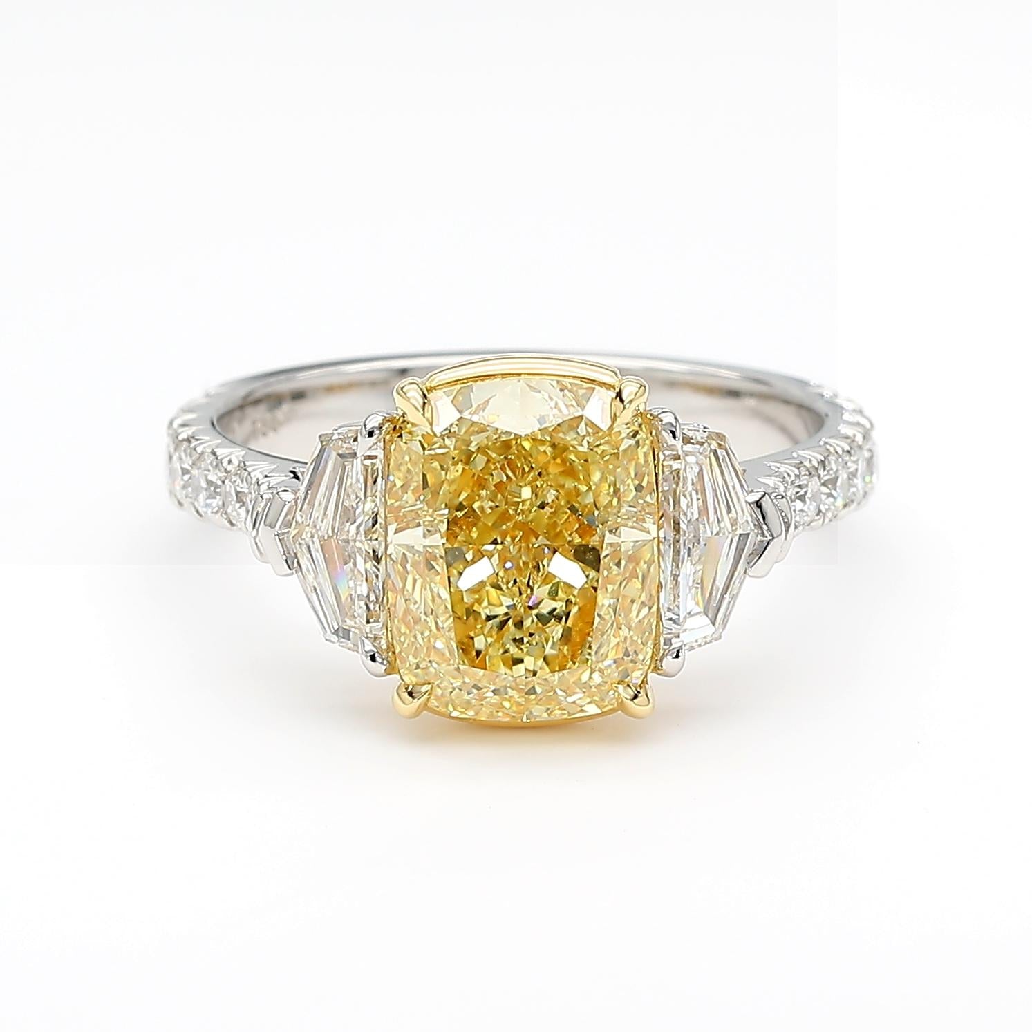 GIA Certified Fancy Brownish Yellow Cushion Diamond 3.99 Carat TW Cocktail Ring
