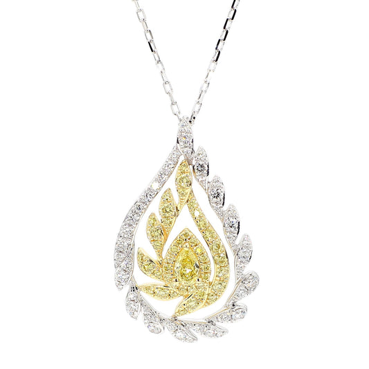 Natural Yellow Pear Diamond 1.28 Carat TW Gold Drop Pendant