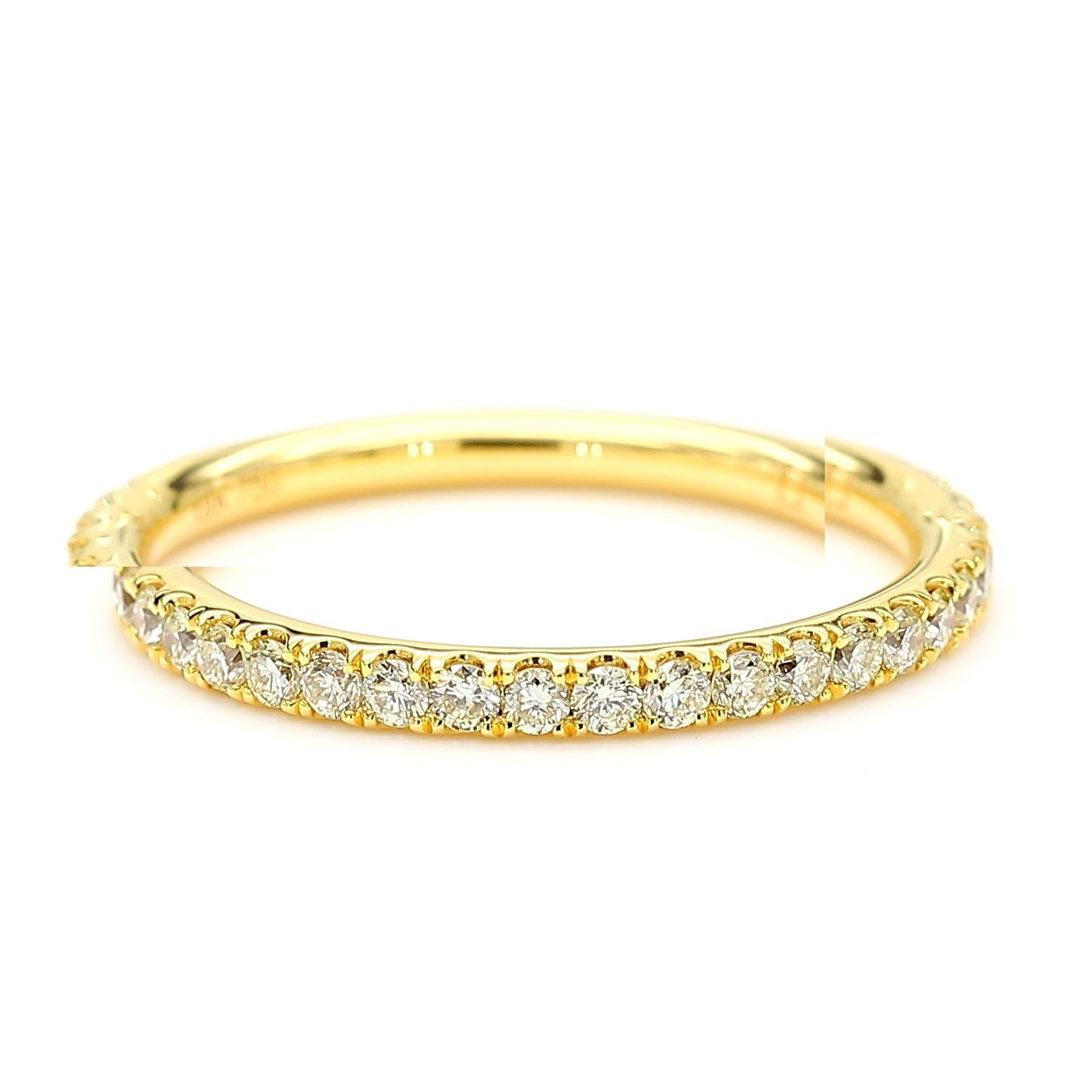 Natural Yellow Round Diamond .42 Carat TW Yellow Gold Wedding Band