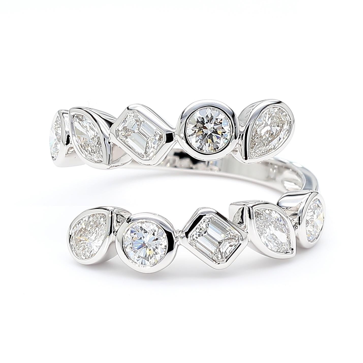 Natural White Diamond 1.51 Carat TW Gold Cocktail Ring