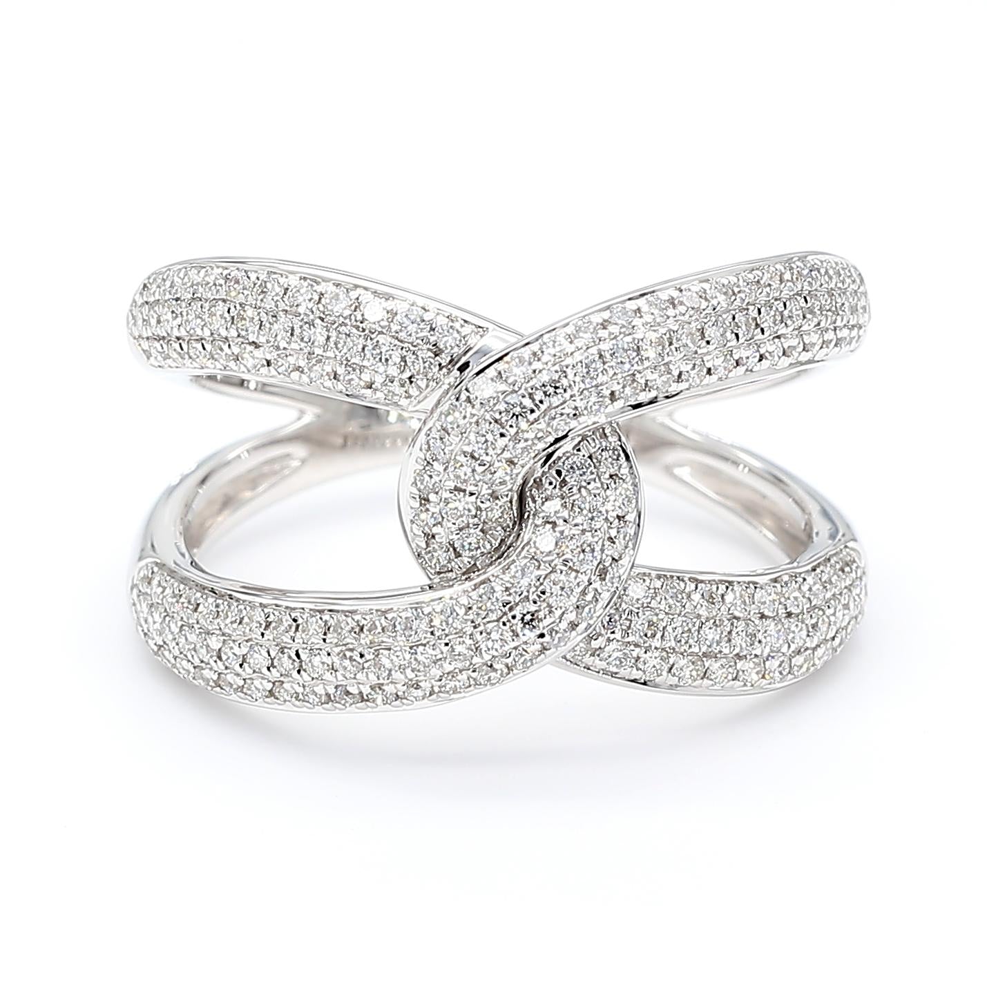 Natural White Round Diamond 0.61 Carat TW White Gold Cocktail Ring