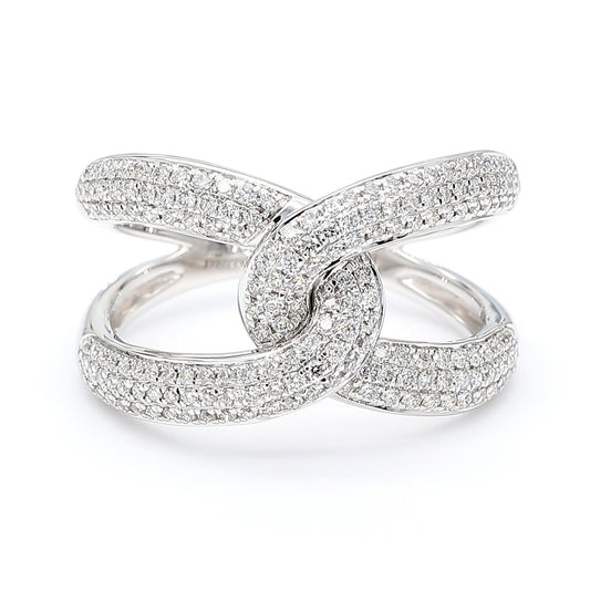 Natural White Round Diamond 0.61 Carat TW White Gold Cocktail Ring