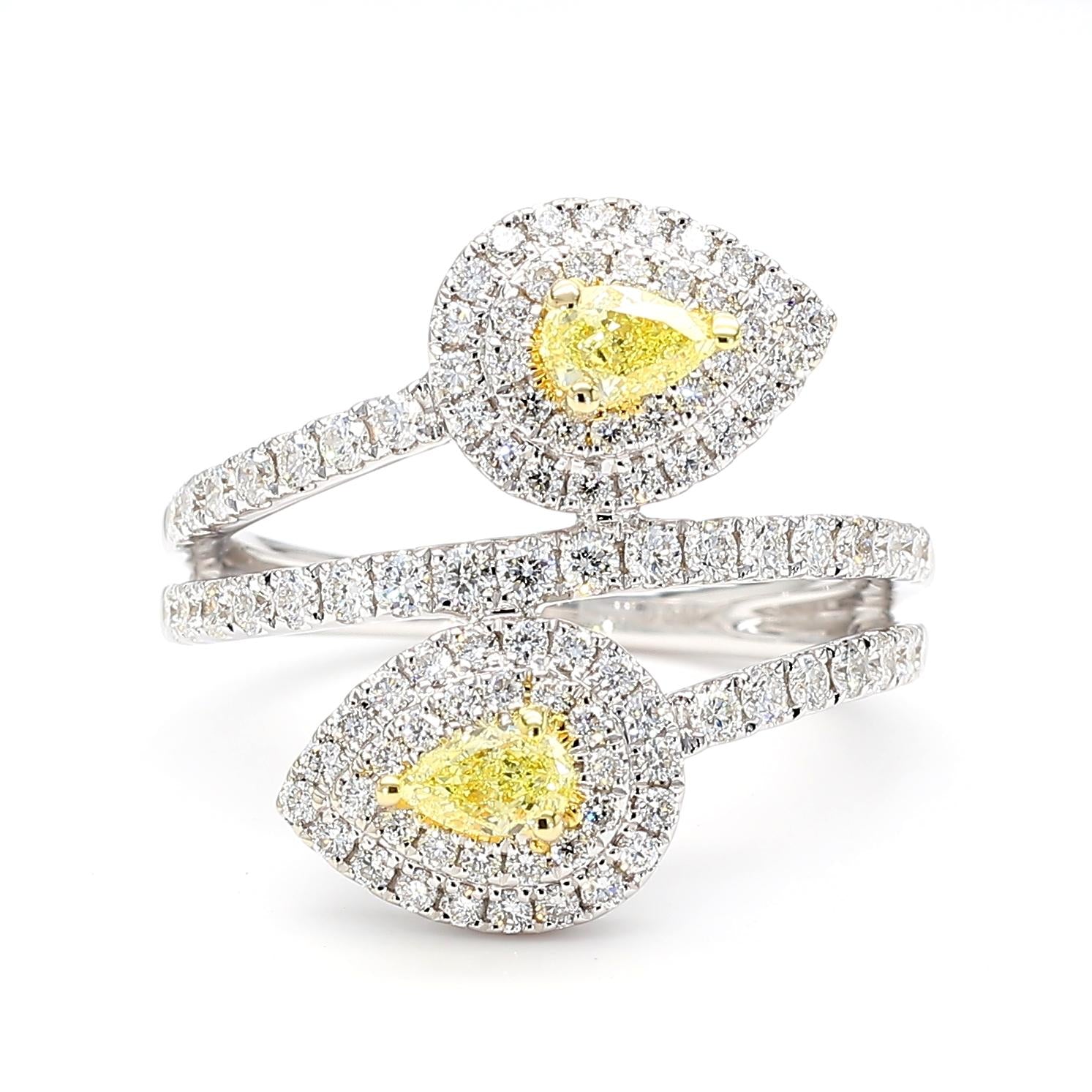 Natural Yellow Pear Diamond 1.21 Carat Tw Gold Cocktail Ring